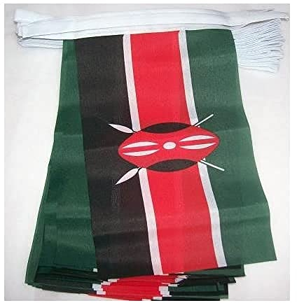 AZ FLAG Guirnalda 12 Metros 20 Banderas de Kenia 45x30cm - Bandera KENIANA 30 x 45 cm - BANDERINES