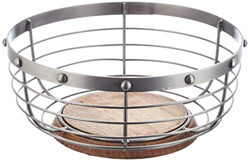 KitchenCraft Frutero de madera y metal estilo vintage para cocina industrial, 28 x 12 cm (11 x 5) - Gris