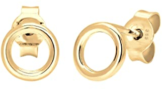 Elli PREMIUM Ohrringe Damen Stecker Kreis Geo Basic Minimal in 585 Gelbgold Rond