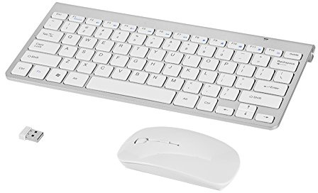 Vbestlife Slim Wireless 2.4GHz Teclado Multimedia Silenciosa y Ratón Inalámbricos Kit para Computadora Portátil de Escritorio(Silver)