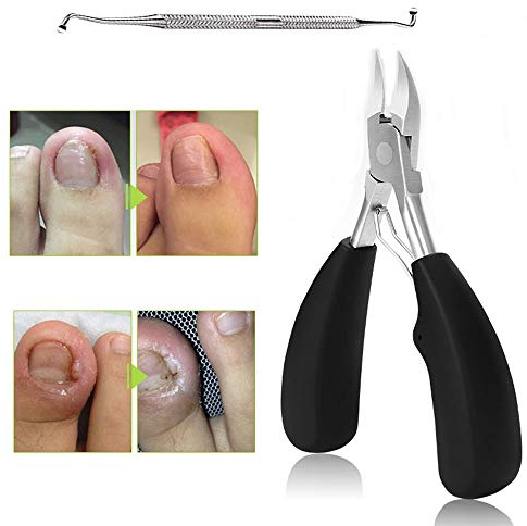 Generic Forbici professionali per unghie dei piedi, tagliaunghie in acciaio inox, design facile da usare, impugnatura in gomma antiscivolo per unghie spesse o incorporate