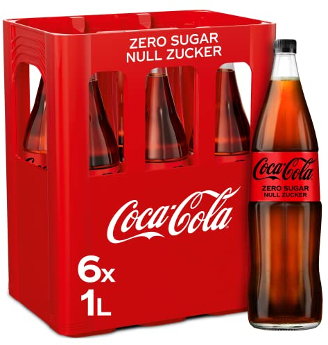 Coca-Cola Ohne Zucker, stylische Glas-Mehrwegflasche (6 x 1 l)