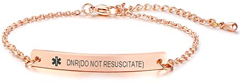 XUANPAI DNR(DO NOT RESUSCITATE) Gravierte Medical Alert Armband Think Link Armband Medic Name ID für Frauen Mädchen, 6,9 -8,6