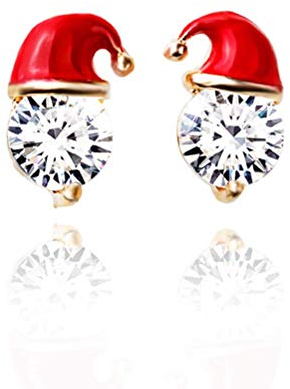 Vektenxi Weihnachten Ohrringe für Mädchen, modische Weihnachtsmütze Strass Design Ohrstecker Cool Schmuck Geschenk für Frauen nützlich