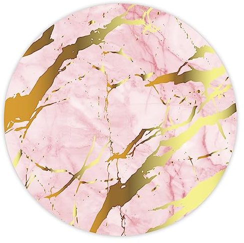 younikat Tapis de Souris en Aspect marbré I Ø 22 cm Rond I Rose Or Tapis de Souris de Taille Standard, antidérapant I uni Moderne I Aspect Pierre Gris Granit I dv691