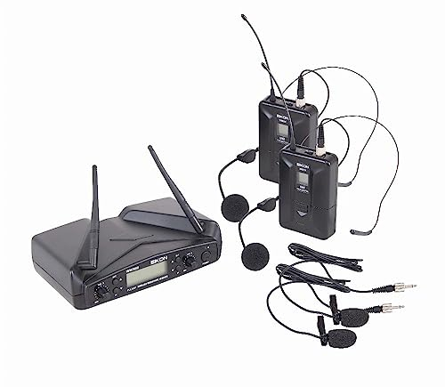 PROEL EIKON WM700DH (DUAL) - Coppia microfoni wireless ad Archetto per karaoke, canto e live, Nero