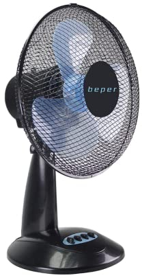 BEPER P206VEN230 Ventilatore da Tavolo, 3 Pale, Funzione Oscillante, 3 Velocità, Diametro 30 cm, 1,60 metri Cavo, Stile Moderno e Bianco