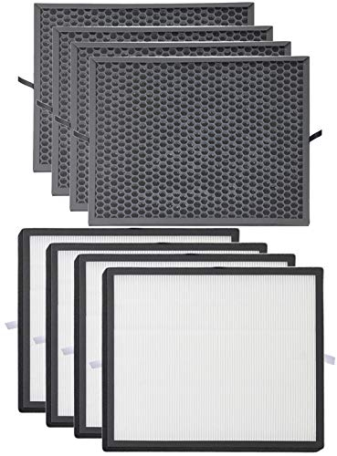 SPARES2GO Activated Carbon & HEPA Filter Kit Compatible with Philips AC3256/10 AC3259/10 AC4550/10 Air Purifier (Pack of 8 Filters)