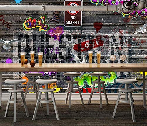 Tapete 3D Fototapete 3D Effekt Wandbilder XXL Graffiti Schwarz Weiß Foto Tapeten 3D Effekt Vliestapete Wandtapete Wandbild 3D Wanddeko