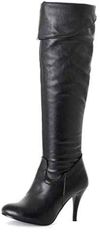 ORANDESIGNE Stivali da Donna Impermeabile Stivali a Stiletto Elegante Stivali Strass Fibbia della Cintura Scarpa B Nero 45 EU