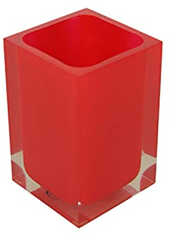 Gedy Auckland Zahnbürstenhalter für das Badezimmer, Rot, Maße und Gewicht: 11 x 7,2 x 7,2 cm & 0,29 kg, Zahnbürstenhalter aus hochwertigem, transparentem Harz, Design R&E, handgefertigt, 2 Jahre