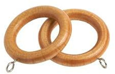 Wooden Curtain Pole Ring Hooks With Eyes for 28mm Poles (Light Ash, Pack Of 16)