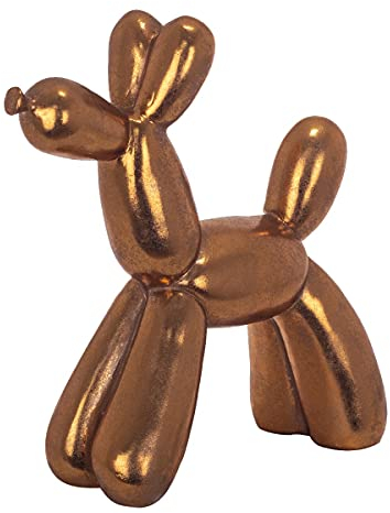 Dekofigur Hund: Der große Hund in goldfarbener Luftballons, Höhe 27 cm