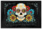 speecheese Willkommen Fußmatte XXL in 50x75 cm mit Totenkopf und Blumenmotiv bunter Fußabstreifer mit Totenschädel kreative Dekoration für den Hauseingang