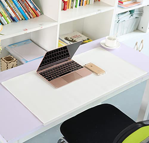 Tischunterlage mit Kantenschutz, Desk Pad, Weiches Unterlage, Multifunktionales Office Mauspad,Wasserdichte Schreibtischunterlage aus PU-Leder, Schreibtischunterlage,Weiß,70X40cm