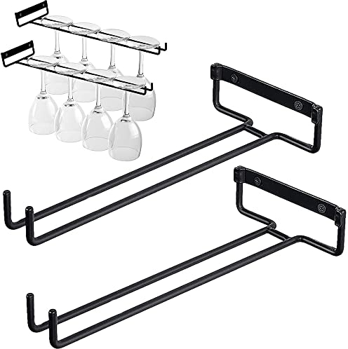 2 Pezzi Porta Bicchiere Di Vino Con Viti, Porta Bicchieri Da Mensola, Porta Bicchiere Di Vino, Calici Bicchiere Da Vino Portabicchieri, Per Bar Cucina Wine Cabinet Wine Glass Storage Collection, Nero