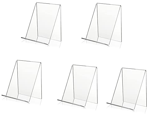 5 Stück Acryl Buchstütze Transparent,Acryl-Bücherregale Unterstützung,Menüblatt Broschüre Poster Broschüre Magazin Tischschild Displayständer Warenstütze Warenträger Display