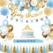 Sancuanyi Babyparty Deko Junge,Baby Shower Deko Boy,Blau Weiß Babyshowerparty Deko mit Mummy to be Schärpe , Luftballons, Baby Shower Banner für Jungen Boy Party Dekoration