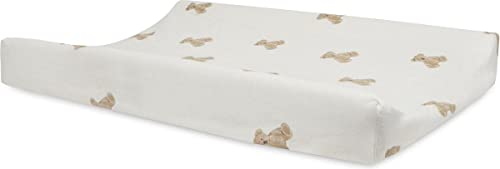 Jollein Wickelauflagenbezug Jersey - Teddy Bear - 50x70cm - 100% Baumwolle - Bezug Wickelauflage - Teddy Bär Print
