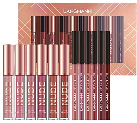 FantasyDay 12 Farben Matte Nudetöne Lippenstift Set Wasserdichte Langlebige Flüssigkeit Lipglosse Frauen Lippen Feuchtigkeitsspendend Lippenpflege - Lippenstifte Geschenkset für Voller Wirkende Lippen