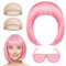 AOMIG Bob Perücke Damen, Kurze Perücke mit Pony, Synthetische Neon Perücke Frauen Bob Wig mit Neonbrille und haarnetz für Halloween Cosplay Party Karneval Fasching(Rosa)