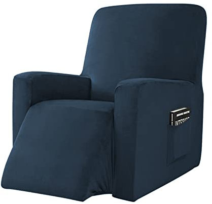 YOPOIY Relaxsessel bezug, 1 Stück Velvet Sesselhusse Stretch Ruhesessel bezüge Dick Einfarbig Sofabezug für Wohnzimmer -Dunkelblau