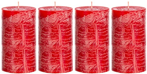 Brandsseller Stumpenkerze 4er Set 9x15 cm Weihnachtskerze Adventskranz Rot