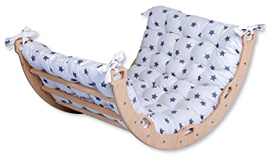 Kidodido Kletterbogen –Montessori – Bogen mit Kissen | Wippe für Drinnen | Bogenwippe für Kinder | Unisex Drinnen und Draußen Kleinkind Kletter Bogen (Klein Kletterbogen mit Sterne Kissen)