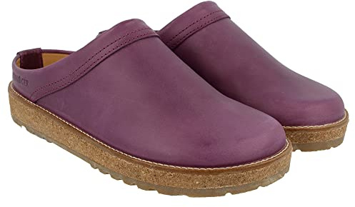 HAFLINGER Travel-Classic Eleganter Clog aus Leder mit Gummisohle (Violett 1429), Gr. 40
