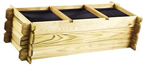 Bricoloco Jardinera Grande Exterior Rectangular de Suelo 140×60×H40CM - 214L - 3 Compartimentos - Jardineras para terraza como huerto Urbano o como bancal para jardín
