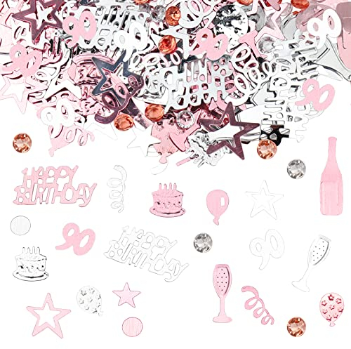 GoldRock Konfetti 90 Geburtstag Frauen Deko Rosegold, Konfetti 90. Geburtstag,Streudeko 90 Geburtstage Deko,Deko 90 Geburtstage Frau Männer,Tischdeko 90 Geburtstags,Geburtstagsdeko 90 Jahre