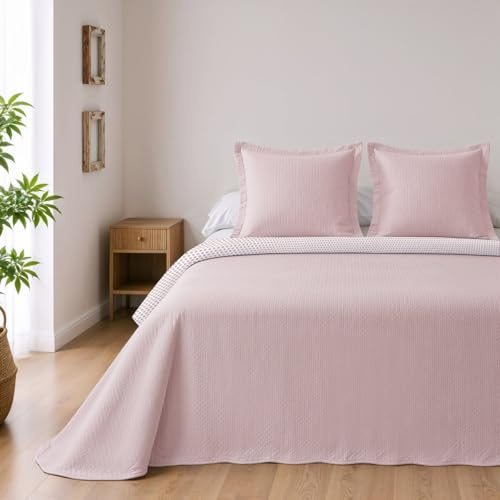 BOHEME | Colcha de Verano Reversible de Microfibra Maquillaje para Cama de 180 | Ligera, Transpirable y de Secado Rápido | 270x270 cm | Ideal para Entretiempo