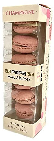 PAPA Confezione da 6 MACARONS 84 grammi biscotti ripieni senza glutine vari gusti e colori allestimento feste party cerimonie compleanni (Rosa Champagne)
