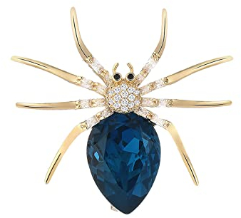 JadeAngel Broche araignée bleue classique pour homme et femme - Cadeau d'Halloween, Laiton, Zircon cubique