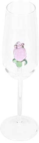 Luxshiny FlûTe À Rose En Verre Cristal - Verre À Vin Rouge CréAtif Avec Rose 3D - IdéAl Pour Mariages, Anniversaires FêTes - 24cm