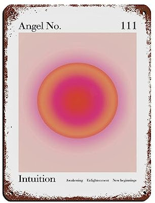 Angel Numbers 111 Kunstposter (1) Retro Poster Metall Blechschild Chic Art Retro Eisen Malerei Bar Menschen Höhle Cafe Familie Garage Poster Wanddekoration 30 x 40 cm