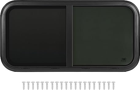 Finestra per Camper 1000x500mm Finestre Scorrevoli Arrotondate Telaio in Lega di Alluminio Nero con Repelle (Spessore parete applicabile: da 26 a 31 mm/da 1)