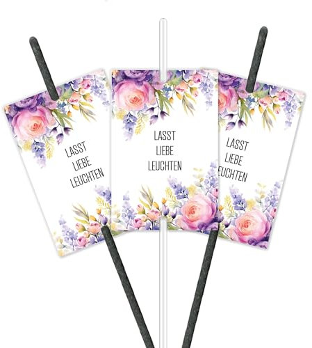 50 Etiketten passend für Wunderkerzen & Knicklichter I Bunte Blumen I Lasst Liebe Leuchten I Gastgeschenk für den besonderen Tag I einseitig bedruckt I Schick I dv1284