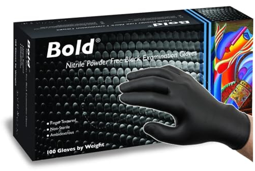 firmsafeT Heavy Duty Strong Disposable Black Nitrile Examination Gloves, Premium Quality| Medical| Mechanical| Industrial| Hair & Beauty| Food| Janitorial| Powder Free| Latex Free (100, Large)