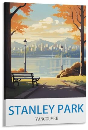 NABIQUE Stanley Park Vancouver Vintage-Reiseposter, 20 x 30 cm, dekoratives Gemälde, Leinwand, Wandposter und Kunstdruck, moderne Familienschlafzimmer-Dekor-Poster