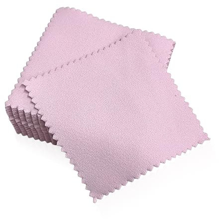 NYGGTYK 50 paños de limpieza para joyas, paño de pulido de plata, paño de pulido de plata para joyas, paño de franela de doble cara, apto para perlas, oro y plata, terciopelo de doble cara, Rosa