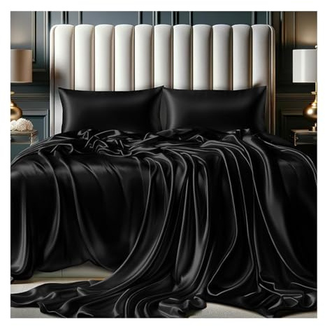 RUZGAR 100% österreichische Eukalyptus Bettlaken ohne Gummizug kühlend für heiße Schläfer Tencel-Lyocell Betttuch Haustuch Laken ohne Gummi Seidig Weich Glatt (Color : Black, Size : 230x250cm)