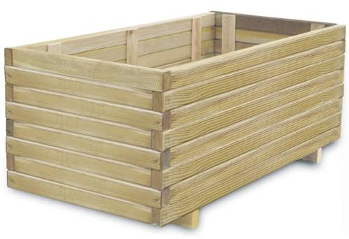 Homgoday Cama elevada de madera rectangular con maceteros rectangulares para exteriores, jardinera de madera, huerto vertical de exterior, 100 x 50 x 40 cm, de madera, rectangular, decoración de