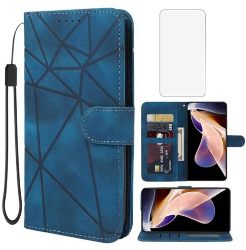 Wanyuexes Funda para Redmi Note 11 Pro+ 5G/Redmi Note 11 ProPlus Cristal Templado Protector, Carcasa Billetera de Cuero PU, Ranura para Tarjeta para Xiaomi Redmi Note 11 Pro+ 5G Azul