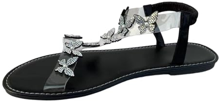 kosopse Langlaufski Schuhe Damen flach, lässig, Gummiband, Party-Sandalen, Sommerkleid, Schuhe Damen Keilabsatz Schuhe Schwarz (Black, 38)