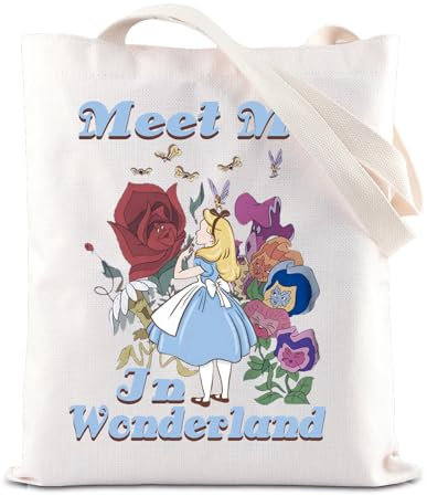 FOTAP Alice Meet Me In Wonderland inspirierende Tragetasche, Märchen-Fans, Geschenk, Märchen, Handtasche, Alice-Fan-Geschenk, Lernen Sie Wonderland UK kennen, 14.56INCHES
