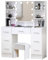 Koestem Large White Dressing Table, LED Lights with Adjustable Brightness, Makeup Vanity with 7 Drawers, Open Shelves, Hidden Storage Shelves, White for Women and Girls ESW-52