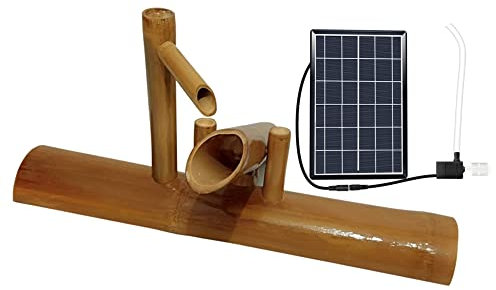 DDKYHU Fontaine à Eau Solaire en Bambou avec Pompe, décoration de Jardin Feng Shui Zen Fontaines, pour intérieur extérieur, 40 cm, créativité (35 cm)