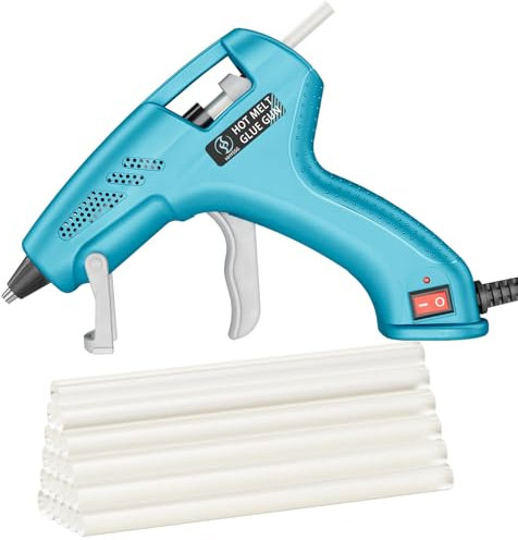 HHYSSG Pistola Per Colla a Caldo Da 20w Con Interruttore On/Off - Contiene 30 Stick Di Colla Per Lavori Artigianali, Riparazioni In Casa E In Ufficio (Blu)