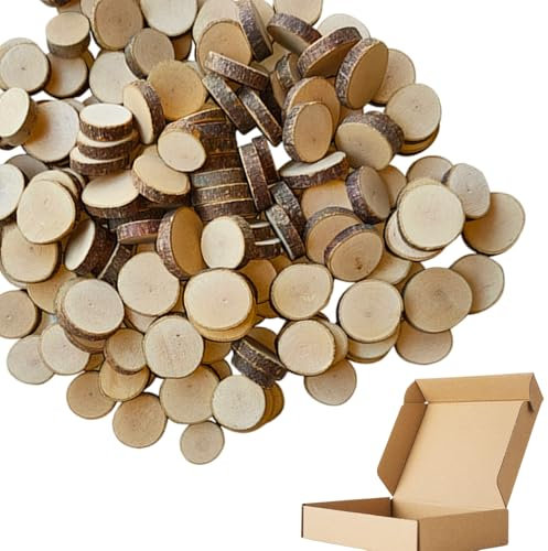100 Stück Holzscheiben zum Basteln, Klein 1-2cm Baumscheiben Deko, Unvollendet Mini Runde Holz Log Scheiben, DIY Handwerk Holz-Scheiben, Natürlich Holzplättchen für Tischdeko, Weihnachten Dekoration